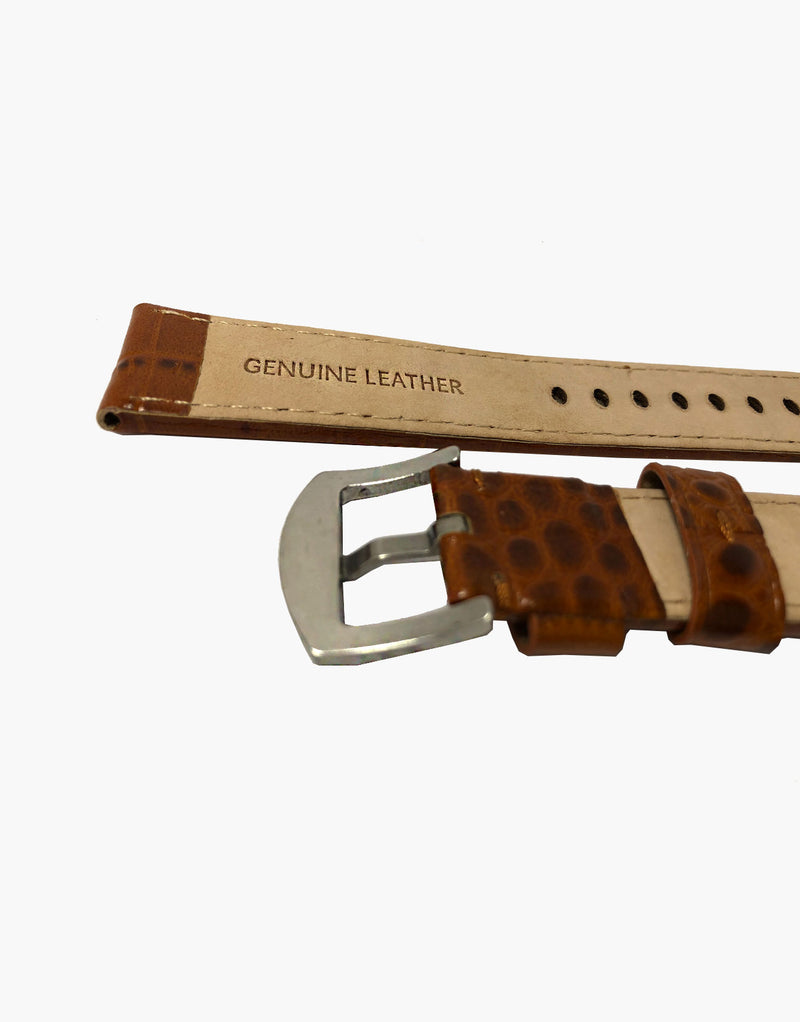 Tan-Brown Crocodile Grain Leather Watch Band Strap LUX